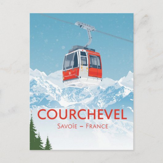 Vintages Courchevel Frankreich Skigelände Postkarte (Vorderseite)