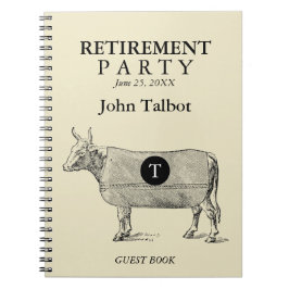 VINTAGES Cow Blankon Retirement Guest Book Monogra Notizblock