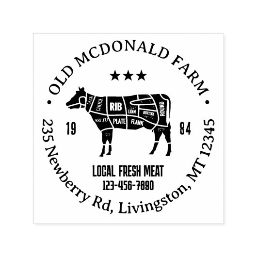 Vintages Cow Butcher Chart Country Farm Logo Permastempel (Design)