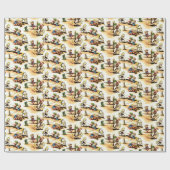 Vintages Cowboy & Cowgirl Geschenkpapier (Flach)