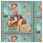 Vintages Cowgirl auf hölzernem Stoff (Nahaufnahme)