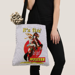 Vintages Cowgirl auf Pferd Fixin", zum des Tasche