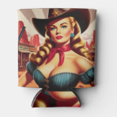 Vintages Cowgirl-Button Dosenkühler (Vorderseite)