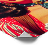 Vintages Cowgirl-Button Poster (Ecke)