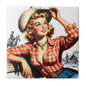 Vintages Cowgirl Button Up Fliese (Vorderseite)