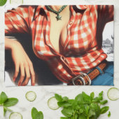 Vintages Cowgirl Button Up Geschirrtuch (Gefaltet)