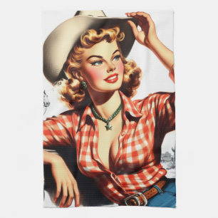 Vintages Cowgirl Button Up Geschirrtuch