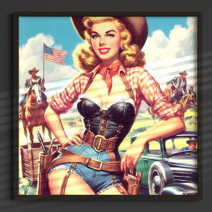 Vintages Cowgirl Button Up Poster