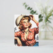 Vintages Cowgirl Button Up Postkarte (Stehend Vorderseite)