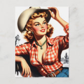 Vintages Cowgirl Button Up Postkarte (Vorderseite)
