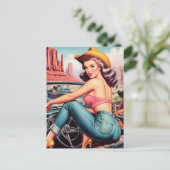 Vintages Cowgirl Button Up Postkarte (Stehend Vorderseite)