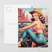 Vintages Cowgirl Button Up Postkarte (Vorne/Hinten)