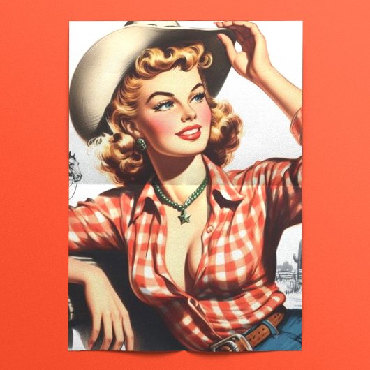 Vintages Cowgirl Button Up Seidenpapier