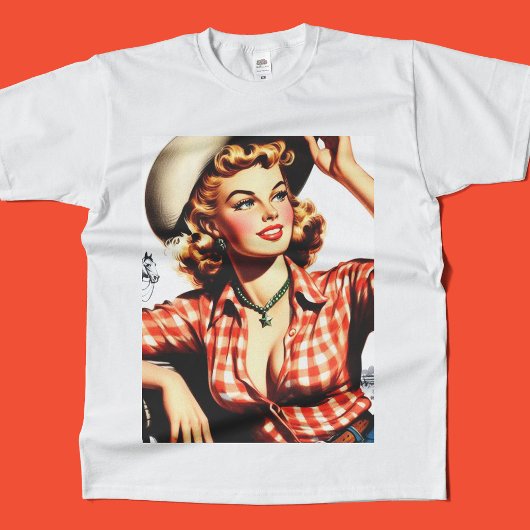 Vintages Cowgirl Button Up T-Shirt