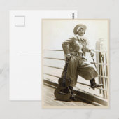 Vintages Cowgirl mit Guitar Foto Postkarte (Vorne/Hinten)