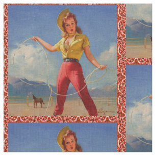 Vintages Cowgirl mit Seil-Gewebe Stoff