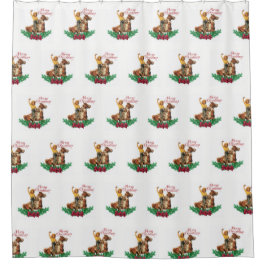 Vintages Cowgirl on Horse Frohe Weihnachten Duschvorhang