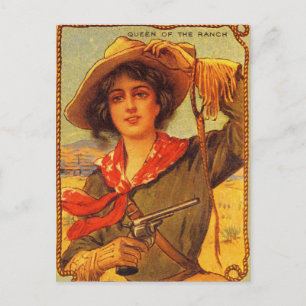 Vintages Cowgirl "Queen of the Ranch" Postkarte