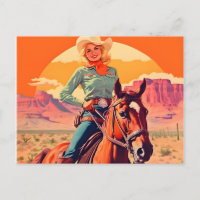 Vintages Cowgirl Reitpferd