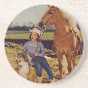 Vintages Cowgirl Sandstein Untersetzer