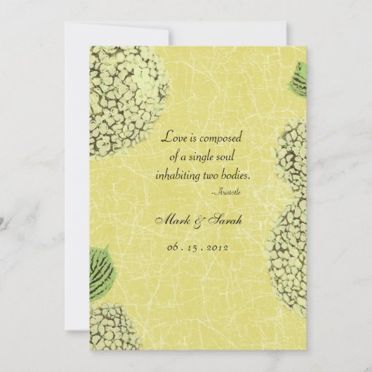 Vintages Crackle Hydrangea Hochzeit Einladung (Vorderseite)