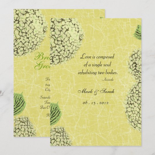 Vintages Crackle Hydrangea Hochzeit Einladung (Vorne/Hinten)