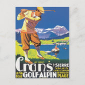 Vintages Crans Golf Alpin Postkarte (Vorderseite)