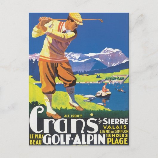 Vintages Crans Golf Alpin Postkarte (Vorderseite)