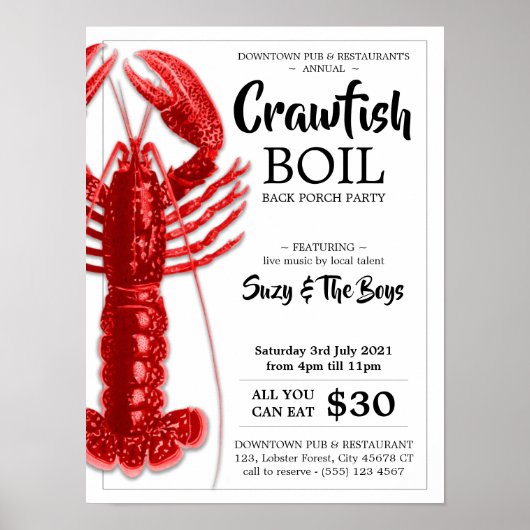 Vintages Crawfish Boil Party Restaurant Förderung Poster (Vorne)