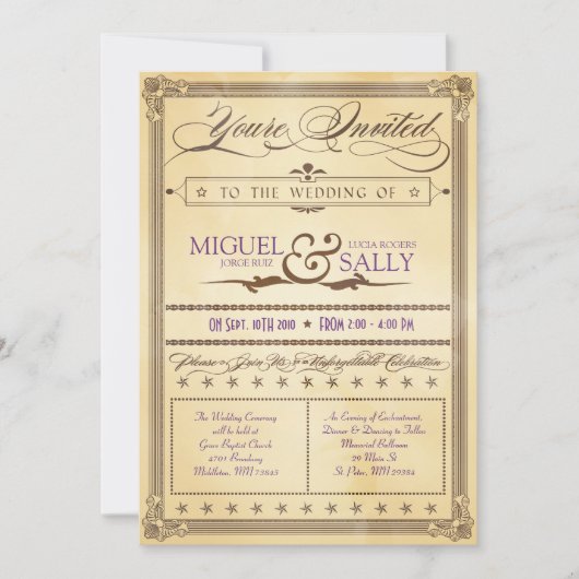 Vintages Cream & Brown Poster Einladung zur Hochze (Vorderseite)