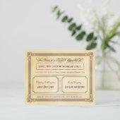 Vintages Cream & Brown Poster Hochzeit RSVP (Stehend Vorderseite)