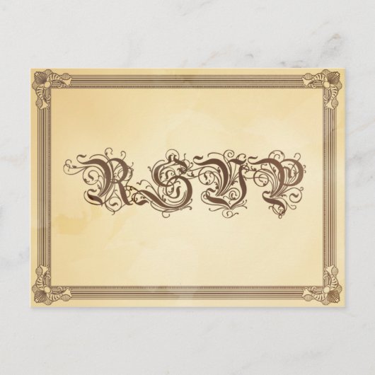 Vintages Cream & Brown Poster Hochzeit RSVP Einladungspostkarte (Vorderseite)