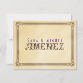 Vintages Cream & Brown Poster Hochzeit RSVP Karte (Rückseite)