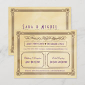 Vintages Cream & Brown Poster Hochzeit RSVP Karte (Vorne/Hinten)