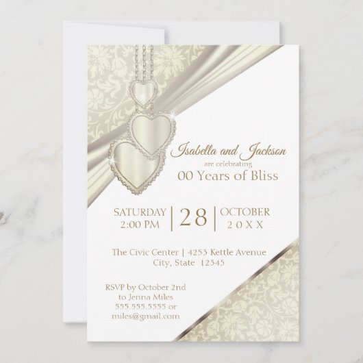 Vintages Cream-Jubiläumsdesign Einladung (Vorderseite)