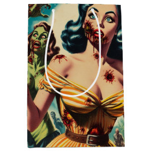 Vintages Creepy Zombie-Button Mittlere Geschenktüte