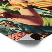 Vintages Creepy Zombie-Button Poster (Ecke)