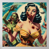Vintages Creepy Zombie-Button Poster (Vorne)