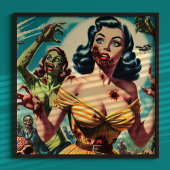 Vintages Creepy Zombie-Button Poster