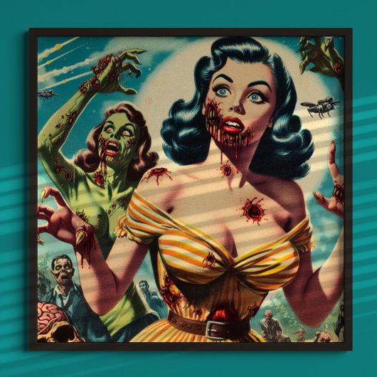 Vintages Creepy Zombie-Button Poster