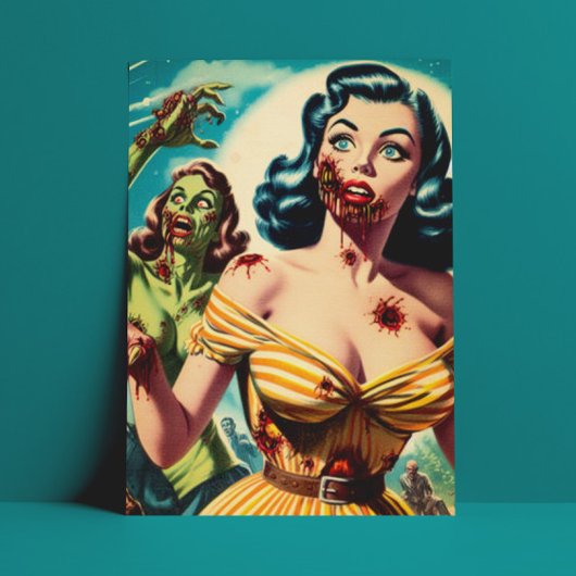Vintages Creepy Zombie-Button Postkarte