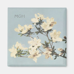 Vintages Creme Azalea Blume Monogramm Magnet