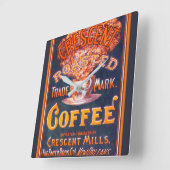 Vintages Crescent Röstkaffee-Werbeplakat Quadratische Wanduhr (Winkel)