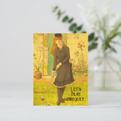 Vintages Croquet Niedliche Spiele Sommerspiele Postkarte (Stehend Vorderseite)