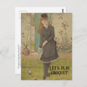 Vintages Croquet Niedliche Spiele Sommerspiele Postkarte (Vorne/Hinten)