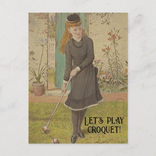 Vintages Croquet Niedliche Spiele Sommerspiele Postkarte (Vorderseite)
