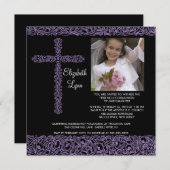 Vintages Cross Foto Erste Kommune-Luftfahrt Einladung (Vorne/Hinten)