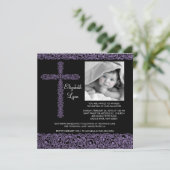 Vintages Cross-Foto-Taufbecken Einladung (Stehend Vorderseite)