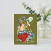 Vintages Cupid & Moonbeam Valentine Feiertagspostkarte (Stehend Vorderseite)