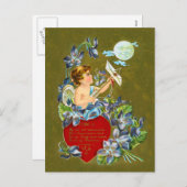 Vintages Cupid & Moonbeam Valentine Feiertagspostkarte (Vorne/Hinten)